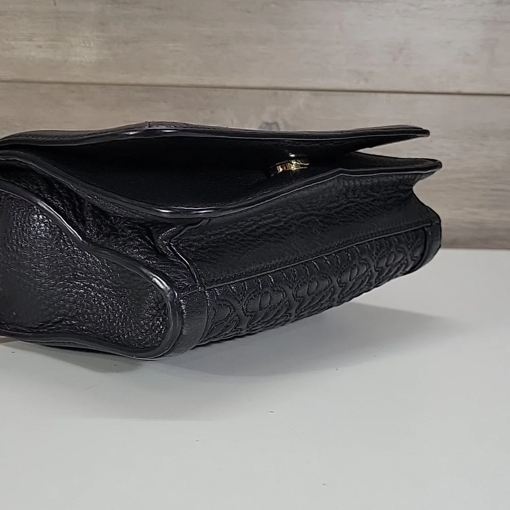 Tory Burch Black Quilted Leather Crossbody Bag with Gold Chain
